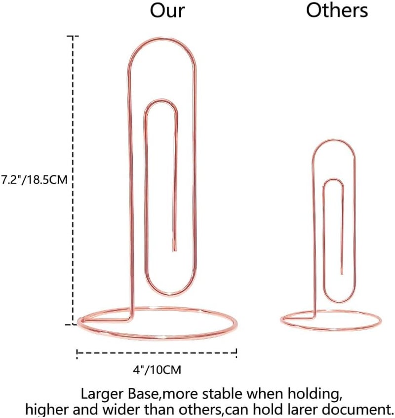 XyviLokit 4 Pack Large Paper Clip Memo Holder for Desk,Letter Holder,Paper Stand for Desk,Letter & Bill Storage,Mail Organizer Office Accessories Desktop Message Office Decor (Rose Gold) - Image 4